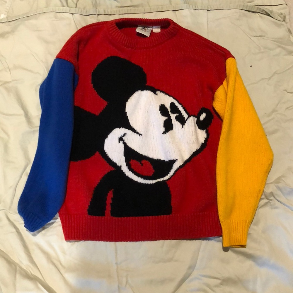 Vintage color-block mickey & co Disney sweater
